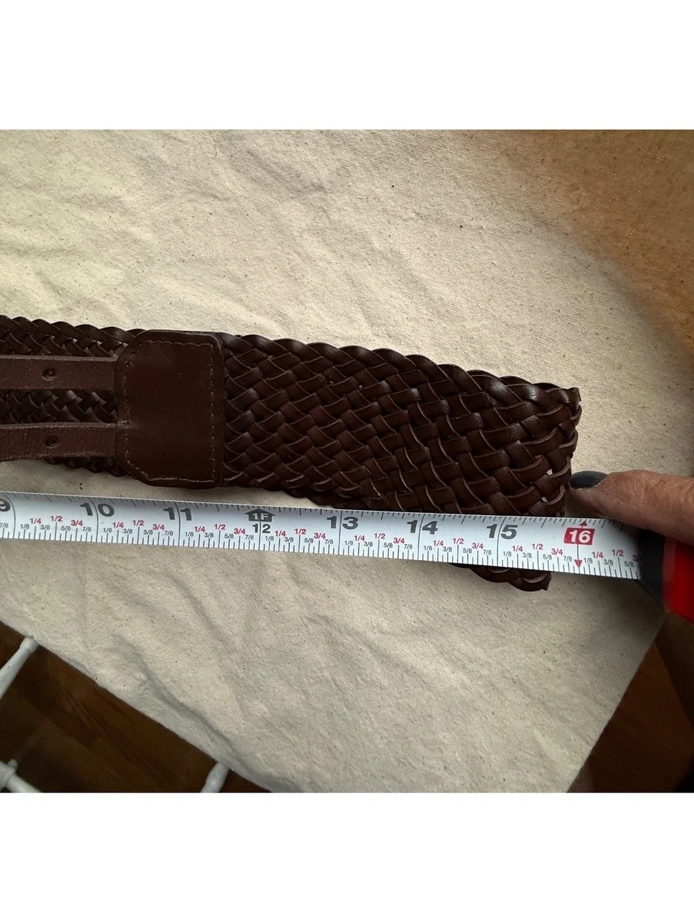 Talbots Brown Woven Leather Adjustable Belt Size Small